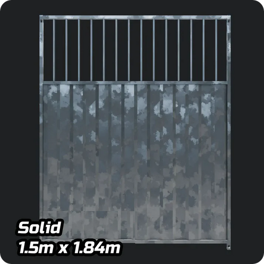 1.5 x 1.84m ¾ Solid Galvanised Dog Run Panel - 5cm Gap