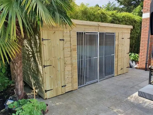 14 X 7 ft Pent Duo Kennel Doghealth