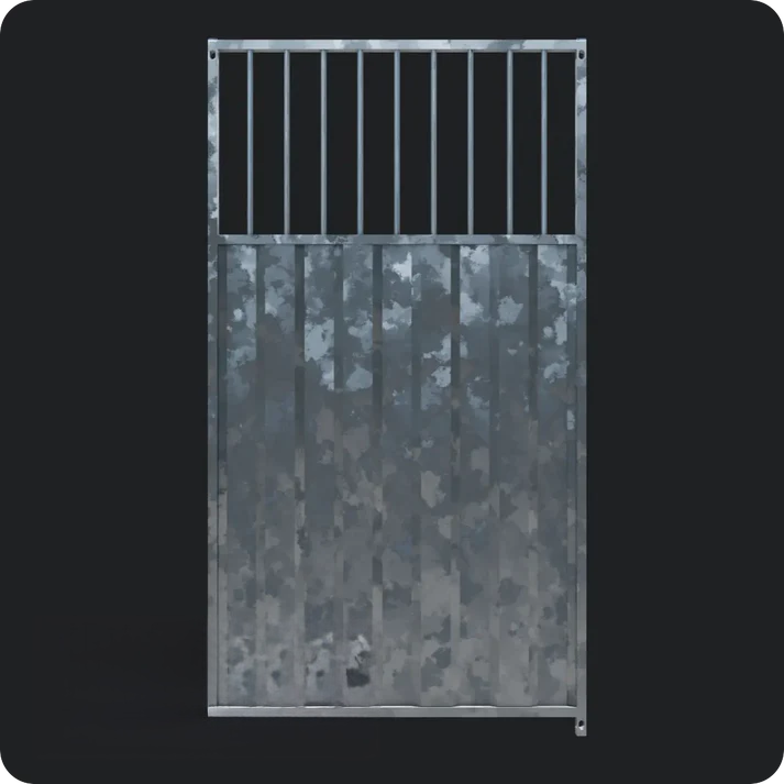 1.2 x 1.84m ¾ Solid Galvanised Dog Run Panel - 5cm Gap