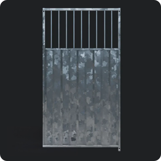 1.2 x 1.84m ¾ Solid Galvanised Dog Run Panel - 5cm Gap